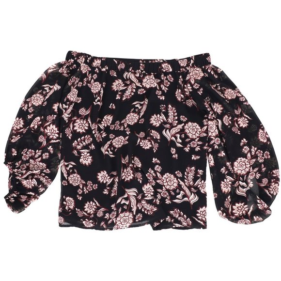 Bardot Chiffon Off the Shoulder Floral Print Top Bell Sleeves Blouse Top Size S - Picture 3 of 9